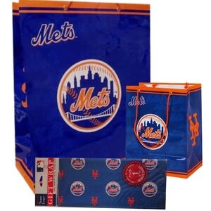 New York Mets Gift Bags and Wrapping Paper Bundle MLB NY Mets